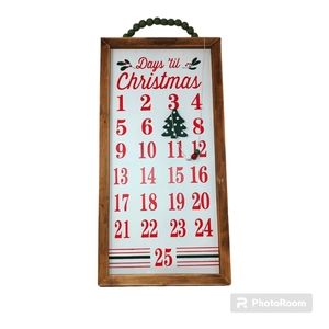 20x10 Days Till Christmas Sign Advent Calendar Countdown Hanging Rustic Holiday